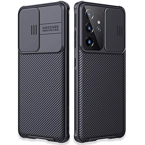 LYINUR Funda Compatible con Samsung Galaxy S21 Ultra 5G Carcasa con Cubierta de la Lente (NO para S21/S21 Plus), PC Anti-Arañazos Carcasa Protector Cover Fundas Compatible con Galaxy S21 Ultra 6.8"