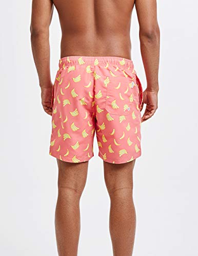 MaaMgic 5.5" Bañadores Hombre Shorts de Playa para Natación y Surf Traje de Baño Secado Rápido para Vacaciones, Plátano Naranja,L