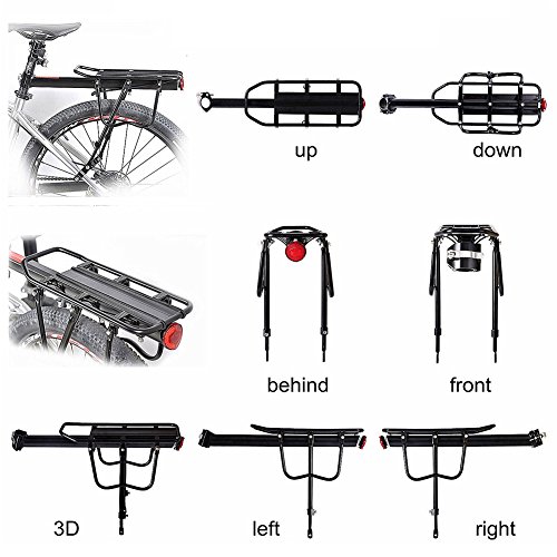 MAIKEHIGH Ajustable Carrier Trasera para Bicicleta portaequipajes Bicicleta Accesorios Soporte de Equipo Footstock Bicicleta Portador Estante con Reflector