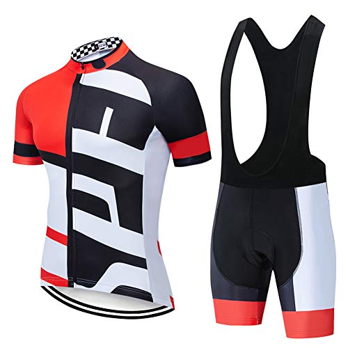 Maillot Ciclismo Hombre, Ropa Ciclismo con 9D Gel Acolchado MTB Bicicleta Maillots Tirantes Culotte Pantalones Cortos Culotes (Red,M)