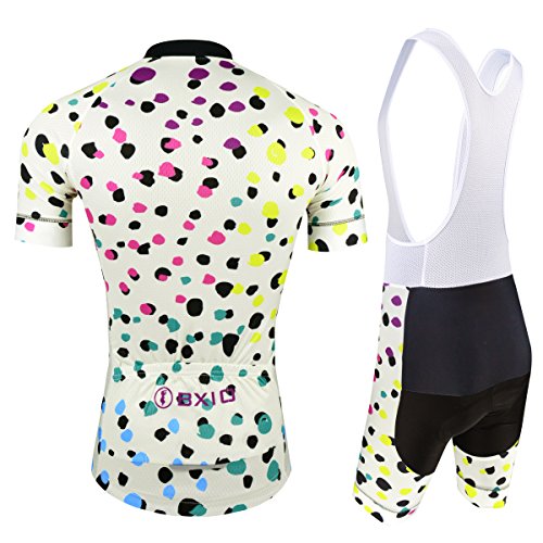 Maillot Ciclismo Mujer, Ciclismo Conjunto de Ropa con Culotte Pantalones Acolchado 3D para Deportes al Aire Libre Ciclo Bicicleta, Florales, XL