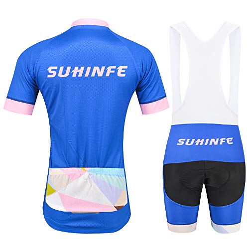 Maillot Ciclismo Mujer, Secado rápido Conjunto Ciclismo con culotes para MTB, Traje Ciclismo Mujer Verano, Azul Oscuro, M