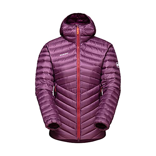 Mammut Broad Peak-Sudadera con Capucha Chaqueta, Relleno: 90% plumón, 10% Plumas de Ganso Blanco, Inserto Poliamida, Forro: 100%, Morado, Medium para Mujer