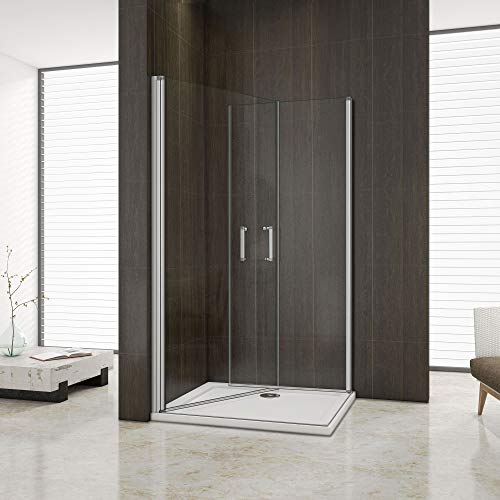 Mamparas de Ducha Doble Puerta Pivotante Gris mate 5mm Angular 100x80x185cm