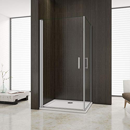 Mamparas de Ducha Doble Puerta Pivotante Gris mate 5mm Angular 100x80x185cm