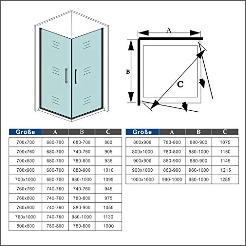 Mamparas de Ducha Doble Puerta Pivotante Gris mate 5mm Angular 100x80x185cm