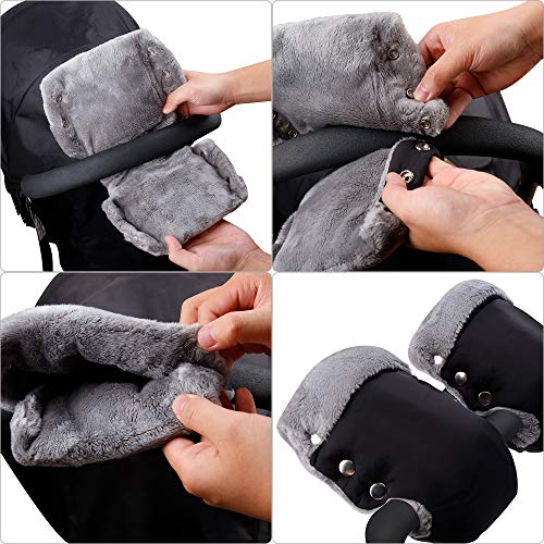 MaoXinTek Guantes para Carrito de Bebé Anticongelante Impermeable Super Espeso Invierno Caliente Manoplas Bicicleta Silla de Ruedas Silla de Paseo Negro