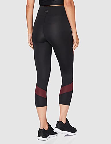 Marca Amazon - AURIQUE Mallas de Deporte Cortas Mujer, Negro (Black/Floral Print), 40, Label:M