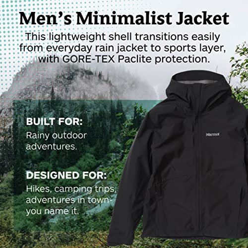 Marmot Minimalist Jacket Chubasquero Rígido, Chaqueta Impermeable, A Prueba De Viento, Impermeable, Transpirable, Hombre, Black, M