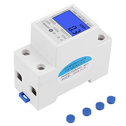 Medidor de Energía Monofásico 5-80A 230V 50Hz Medidor de Energía Digital Pantalla LCD Medidor de vatios DDS528 Medidor de Energía de Montaje En Carril Din de 35 Mm Medidor de Energía KWH