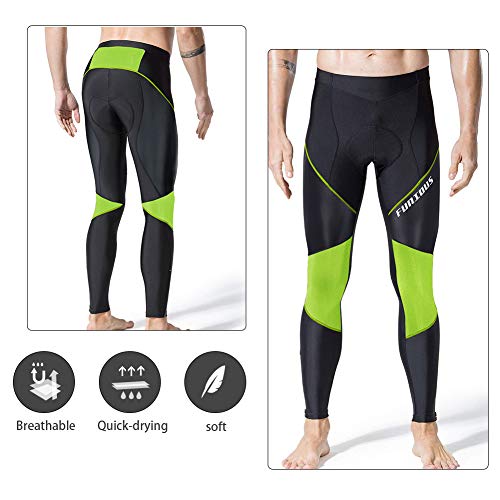 MEETWEE Pantalones de ciclismo para hombre, pantalones largos de bicicleta, mallas de leggings transpirables 3D con esponja acolchada para ciclista (verde-a, M)