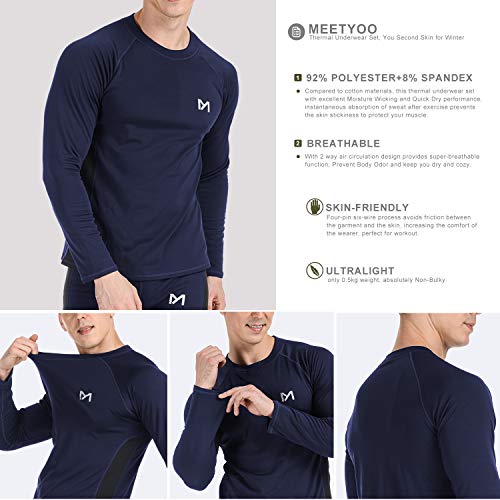 MEETYOO Conjuntos térmicos Hombre, Deportes Ropa Interior térmica Aire Libre Base Layer Thermo Function Ropa Deportiva de Invierno para Running Ciclismo Esquí