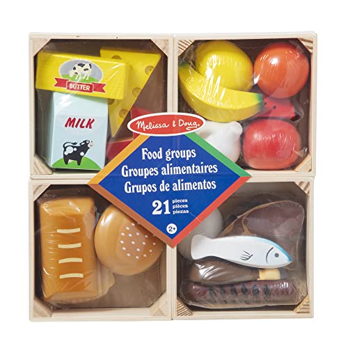 Melissa & Doug- Food Groups Set Comida de Juguete de Madera, Multicolor, 2+ (271)