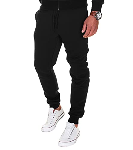 MERISH - 211, Pantalones de correr para hombre, algodón, corte ajustado, para jóvenes Negro XXXL