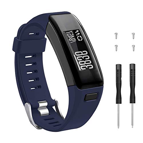 METEQI Correa Compatible con Garmin Vivosmart HR, Accesorios Correa de Reloj de Silicona Suave Ajustable Reemplazo diseñado para Garmin Vivosmart HR (Armada)