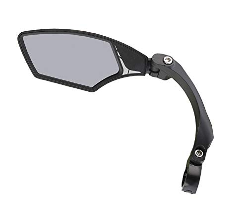 MIRAGE Espejo retrovisor 1083732 para bicicleta eléctrica y bicicleta con cristal ligeramente tintado, espejo ajustable con pinza, giratorio, oscurecimiento de la luz, negro, S