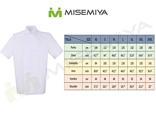 MISEMIYA - Chaqueta Cocinero Hombre Mangas Cortas MARMINTÓN, SOLLASTRE, GUISANDERO, ADOBADOR, Salsero, Ref.8421 - L, Negro