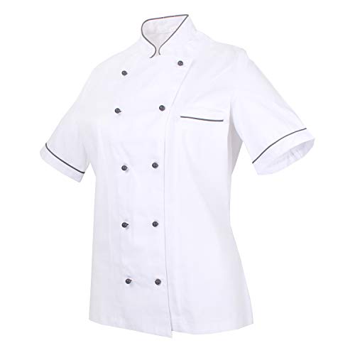 MISEMIYA - Chaquetas Chef Bar Restaurante Uniforme COCINERA Mangas Cortas - Ref.848B - L, Blanco