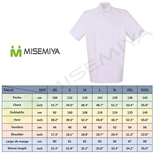 MISEMIYA - Chaquetas Cocinero Bar Restaurante Ropa Cocinero con Mangas Cortas - Ref.8422 - XXL, Negro