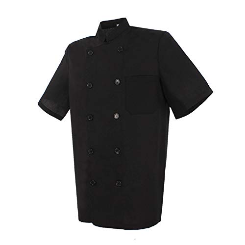 MISEMIYA - Chaquetas Cocinero Bar Restaurante Ropa Cocinero con Mangas Cortas - Ref.8422 - XXL, Negro