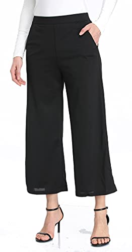 MISS MOLY Pantalones Mujer Pantalones de Palazzo Elegantes Pantalones de Pierna Ancha Casual Pantalón Anchos Pants Negro X-Large