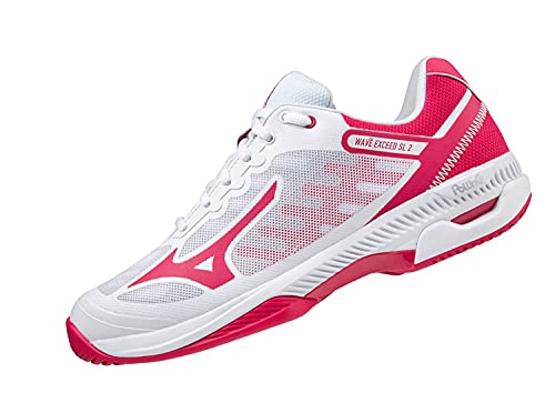 Mizuno Wave Exceed SL 2 AC, Zapatillas de pádel Mujer, White/Rosered/NCloud, 41 EU