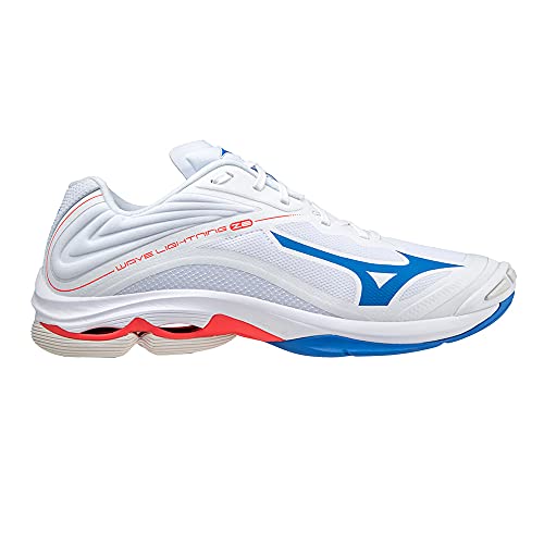 Mizuno Wave Lightning Z6, Zapatillas Deportivas Unisex Adulto, White/IgnitionRed/FBlue, 44.5 EU