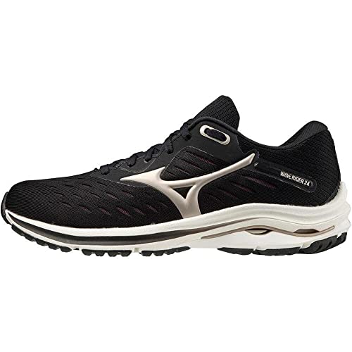 Mizuno Wave Rider 24 (W), Zapatillas de Running Mujer, Blk/PlatinumGold/Fudge, 40.5 EU