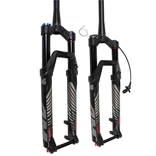 MJCDNB Horquilla MTB, Horquilla de suspensión para Bicicleta, 26/27,5/29 Pulgadas, Tubo cónico, Doble cámara de Aire, Horquilla Delantera, Freno de Disco de 1-1/8"