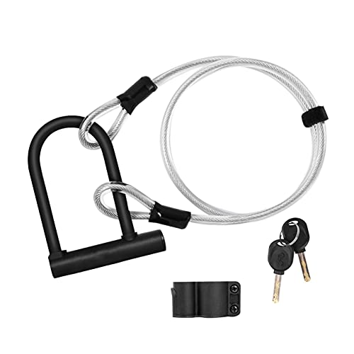 MJJCY Accesorios para Bicicletas Anti Robo U Bloqueo de Alta Seguridad con Tienda de Cable Flex Puertas Soporte de Motocicletas Ciclismo Ciclismo Bicicletas de Trabajo Pesado (Color : Black)