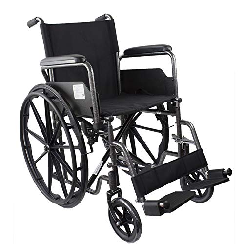 Mobiclinic, modelo S220 Sevilla, Silla de ruedas plegable premium, autopropulsable, ortopédica, para minusválidos, reposapiés y reposabrazos abatibles, color Negro, asiento 46 cm, ultraligera