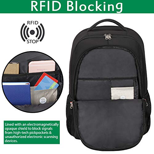 Mochila Ordenador Portatil, Mochila Antirrobo Impermeable con Cerradura Mochila Hombre 17.3 Pulgadas Mochila Portatil con Abertura de Carga USB, para los Estudios, Viajes o Trabajo - Negro