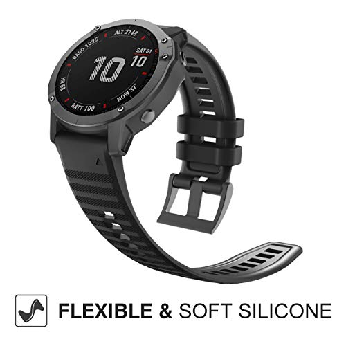 MoKo Correa Compatible con Garmin Fenix 5/5 Plus/6/6 Pro/Forerunner 945/935/Approach S62/S60/Quatix 6/Instinct/MARQ, 22mm Quick Fit Pulsera Deportiva de Silicona de Repuesto - Negro