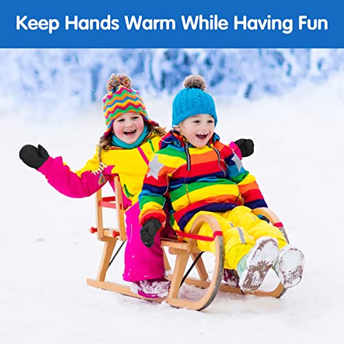 MoKo Guantes de Esquí para Niños, Guantes Impermeables de Térmicos Calientesa Prueba de Viento de Invierno para Clima Frío para Esquí, Ciclismo, Actividades al Aire Libre para 4-6 Años - Negro