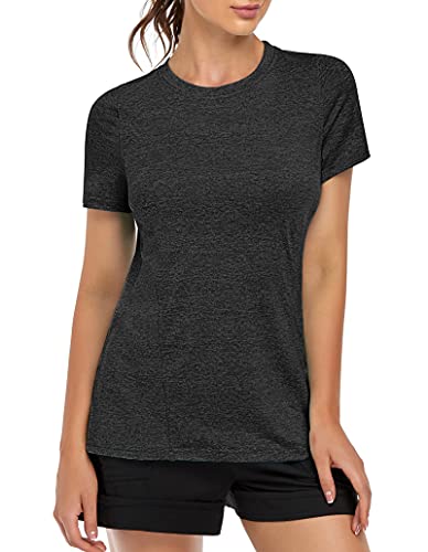 MOLERANI, Camisetas de Yoga para Mujer, Gimnasio Informal para Correr, Entrenamiento Relajado, Camiseta de Manga Corta, Ropa Deportiva, Camisetas Deportivas para Gimnasio（2XL,Negro