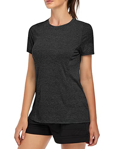 MOLERANI, Camisetas de Yoga para Mujer, Gimnasio Informal para Correr, Entrenamiento Relajado, Camiseta de Manga Corta, Ropa Deportiva, Camisetas Deportivas para Gimnasio（2XL,Negro