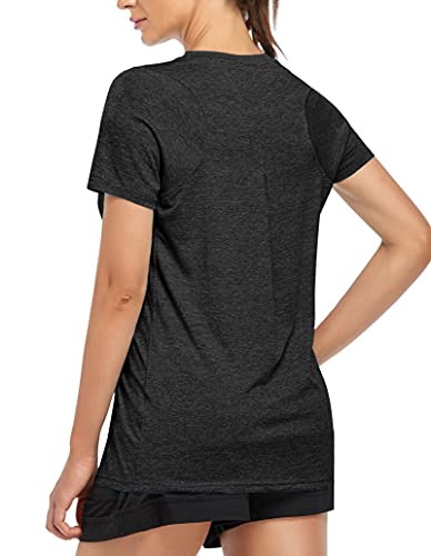 MOLERANI, Camisetas de Yoga para Mujer, Gimnasio Informal para Correr, Entrenamiento Relajado, Camiseta de Manga Corta, Ropa Deportiva, Camisetas Deportivas para Gimnasio（2XL,Negro