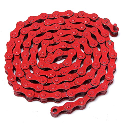 MOMOALA 1/2 X 1/8Inch 96 Enlaces De Una Sola Velocidad Colorido Cadena De Engranaje Fijo MTB BMX Bicicleta Bicicleta De Carretera - Rojo