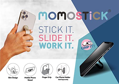 MOMOSTICK, el original. Soporte de dedo para smartphone, agarre de dedo para teléfonos móviles, serie mate, color negro