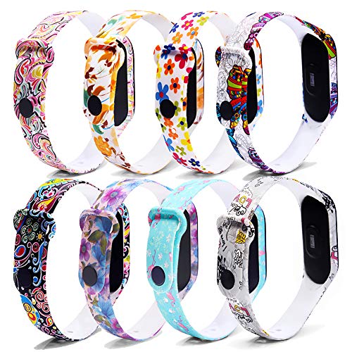 MONUARY 8 Piezas Correa para Xiaomi Mi Smart Band 4 / Mi Band 3 Pulsera, Silicona Reloj de Recambio Brazalete Coloridos Correas para Xiaomi Mi Band 3/4 [Compatible con Mi Smart Band 4]