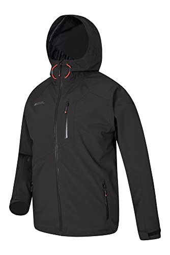 Mountain Warehouse Bachill Chaqueta Impermeable Mens - Capa Ajustable del Foso de la Capilla y del Dobladillo, Capa de Breathable, Bolsillos de la Seguridad Negro XXL