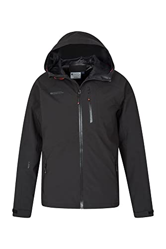 Mountain Warehouse Bachill Chaqueta Impermeable Mens - Capa Ajustable del Foso de la Capilla y del Dobladillo, Capa de Breathable, Bolsillos de la Seguridad Negro XXL