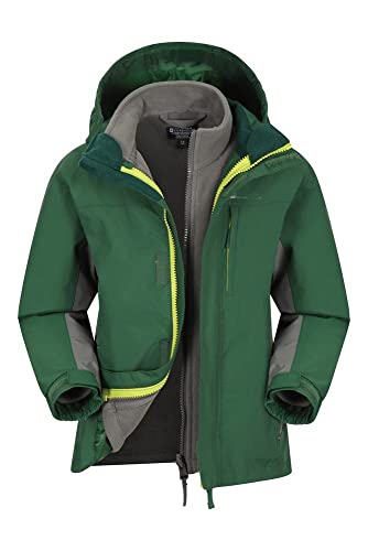 Mountain Warehouse Chaqueta Cannonball Impermeable Infantil - Triclimate Transpirable, Costuras Selladas, Capucha Desmontable, Cuello de Punto - Paseos y excursiones, Invierno Caqui Oscuro 11-12 Años