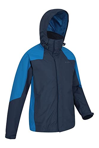 Mountain Warehouse Chaqueta Gust para Hombre - Impermeable para Lluvia, Forro de Malla, Secado rápido, Transpirable, Capucha Plegable - para Caminar, Viajar, Acampar Azul XXL