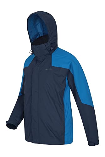 Mountain Warehouse Chaqueta Gust para Hombre - Impermeable para Lluvia, Forro de Malla, Secado rápido, Transpirable, Capucha Plegable - para Caminar, Viajar, Acampar Azul XXL