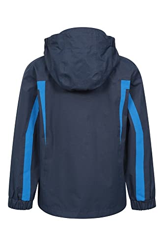 Mountain Warehouse Chaqueta Samson para niños - Puños Ajustables, Bolsillos, Chaqueta con Capucha Ajustable para niños, Costuras termoselladas e Impermeables Azul Marino 7-8 Años