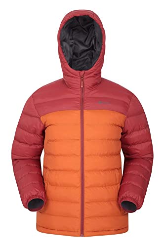 Mountain Warehouse Seasons Chaqueta Acolchada para Hombre - Chaqueta térmica Impermeable, Ligera y Aislante, con Capucha y Relleno de Microfibra - Ideal para la montaña Naranja Quemado S