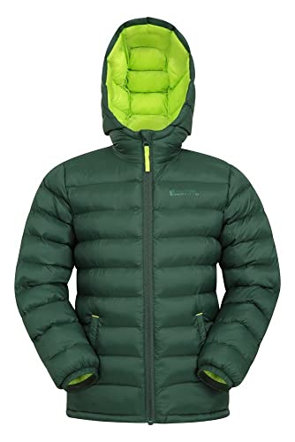 Mountain Warehouse Seasons Chaqueta Acolchada para niño - Chaqueta de Invierno Impermeable, Aislante, con Capucha y Relleno de Microfibra, el Abrigo Ideal para la Lluvia Caqui 3-4 Años