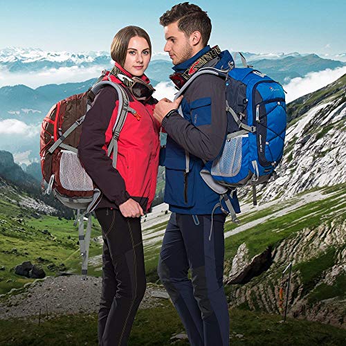 MOUNTAINTOP Mochilas Senderismo 40 litros, Portátil Mochila Trekking Impermeable, Mochilas de Montaña Hombre Mujer para Viajes Acampadas al Aire Libre (Gris)