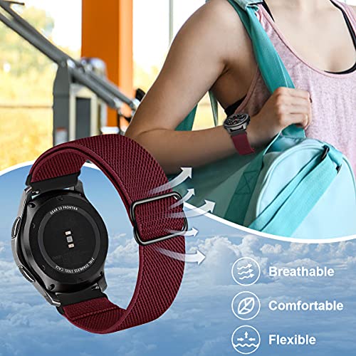 MroTech Correa Compatible Samsung Gear S3 Frontier/Galaxy Watch 3 45mm/Galaxy Watch 46mm Pulsera de Repuesto para Stratos/Stratos2/2/2S/Pace/GTR 47mm/GTR 2/GTR 2e Banda Nailon 22mm-Nylon Rojo Oscuro